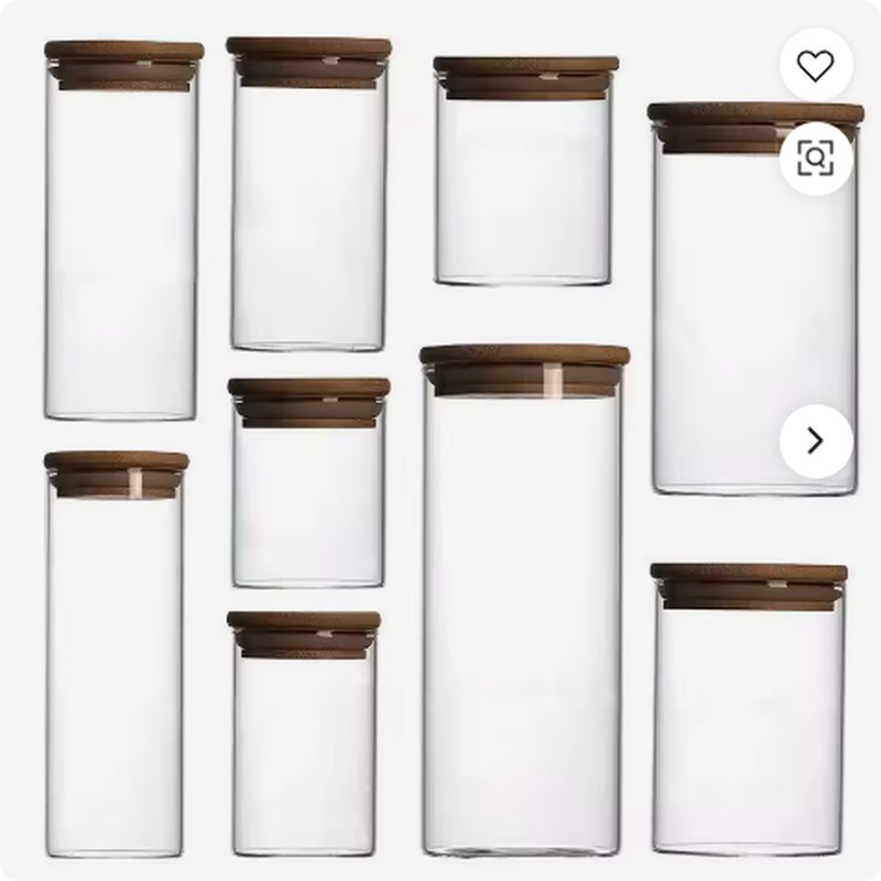 Wide mouth borosilicate glass jars with wood lid · 250 ml