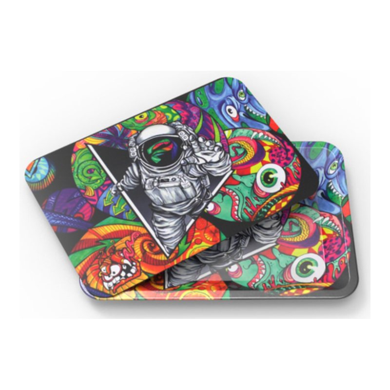 Custom metal rolling trays · 180x125 mm · With magnetic lid